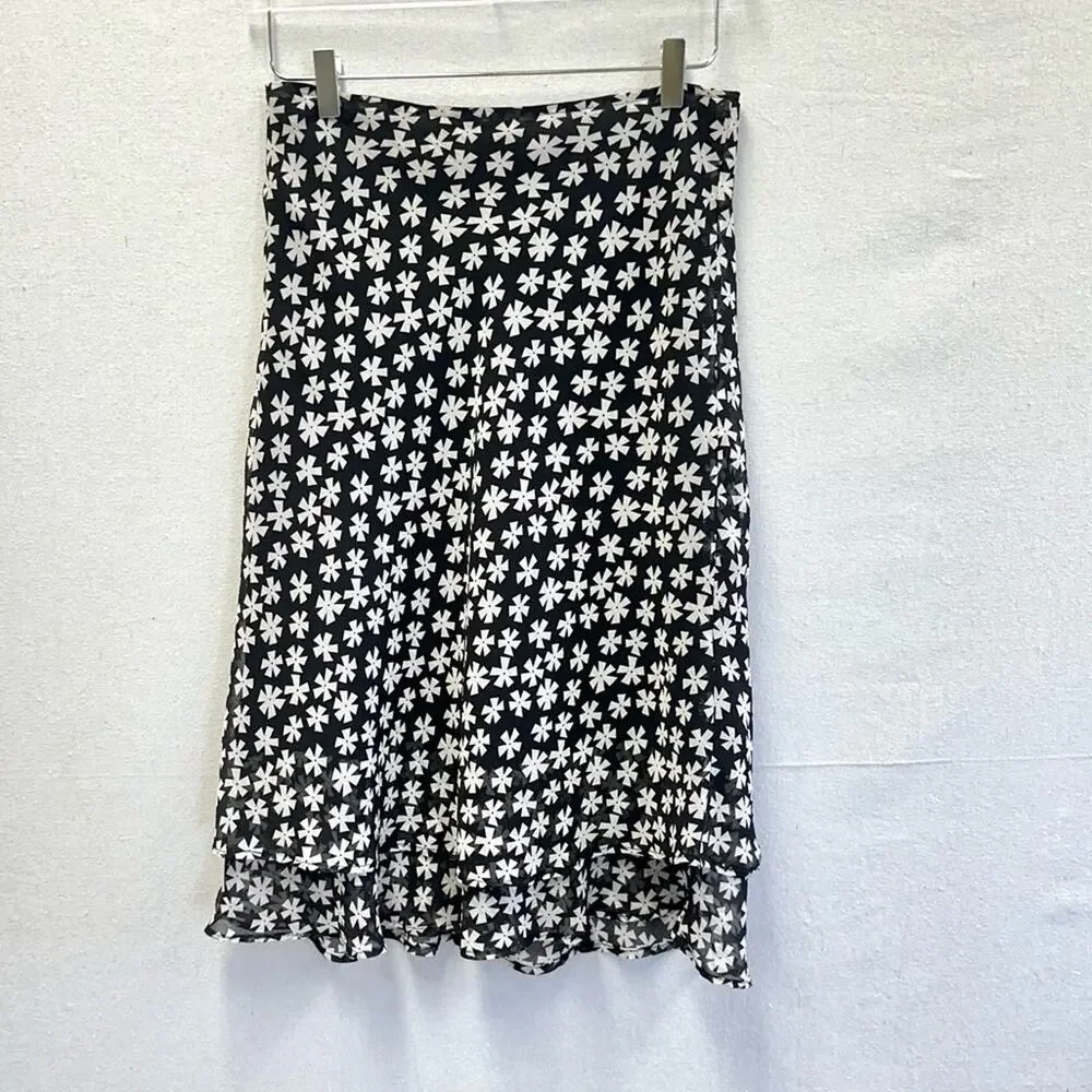 Vintage Y2k Soft Works Petites black & white  layered knee length skirt size 2‎